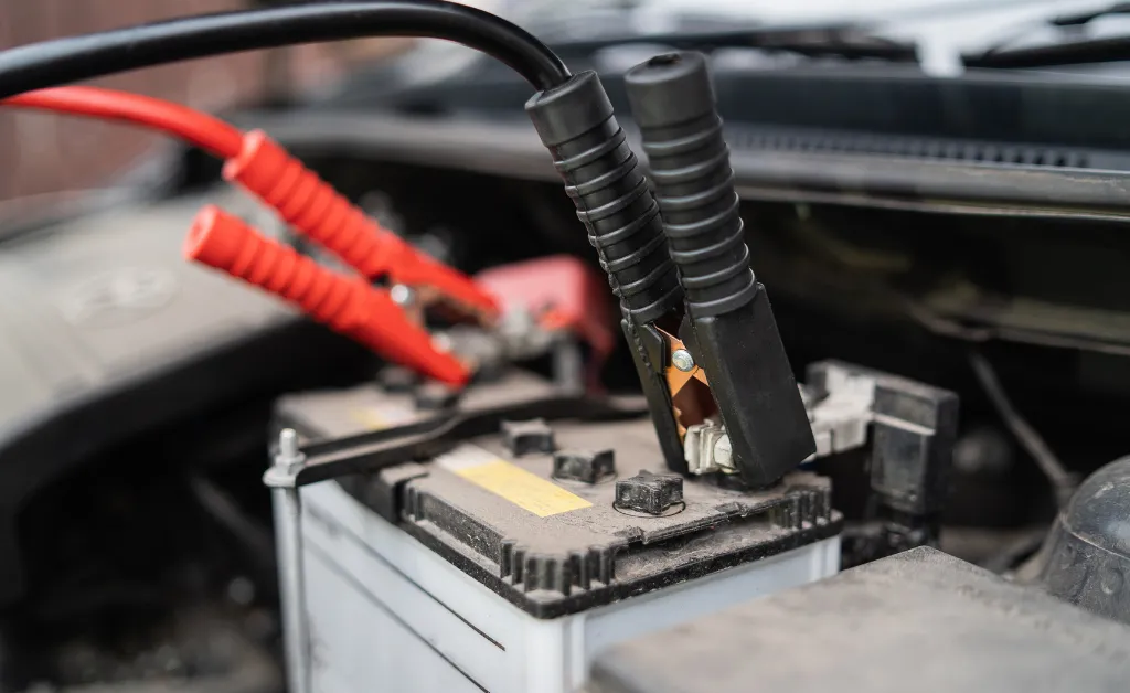 dead car battery jump leads