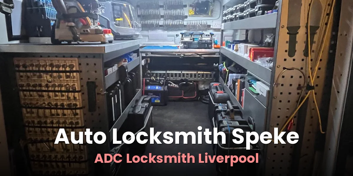 Key cutting machine and programming tools inside the ADC Locksmith van