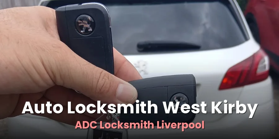 Programmed flip key held beside a white car