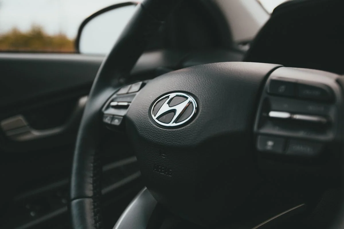 Hyundai steering wheel close up