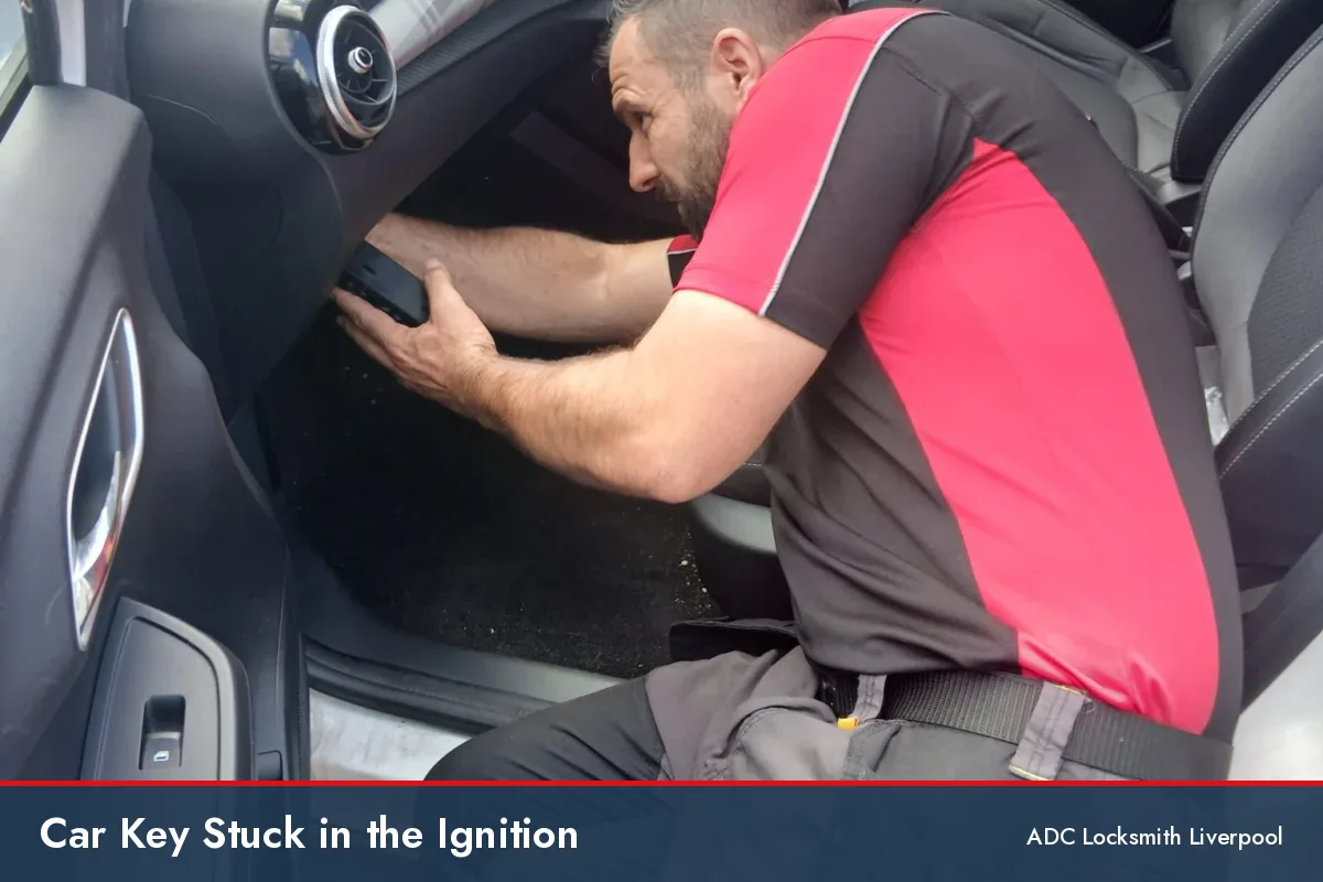car key stuck in the ignition, auto locksmith at the steering column