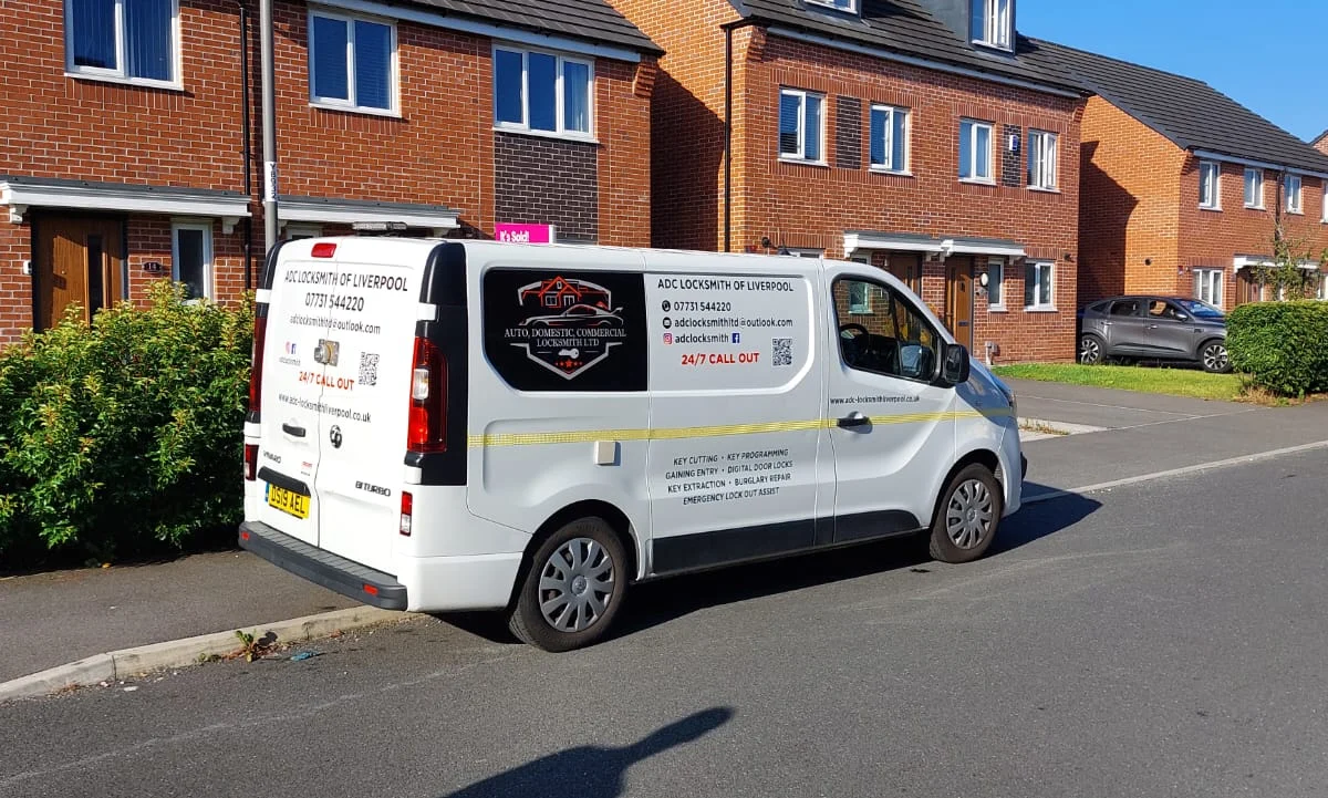 ADC Locksmith van at a customer address