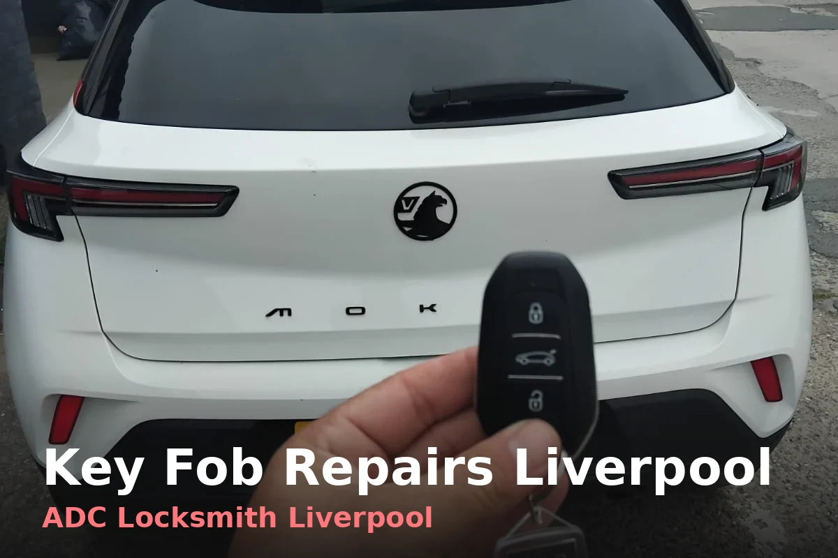 New remote key tested beside a white hatchback