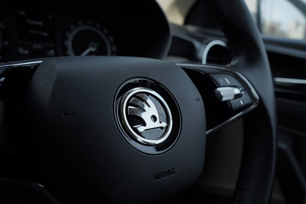 Skoda steering wheel close up