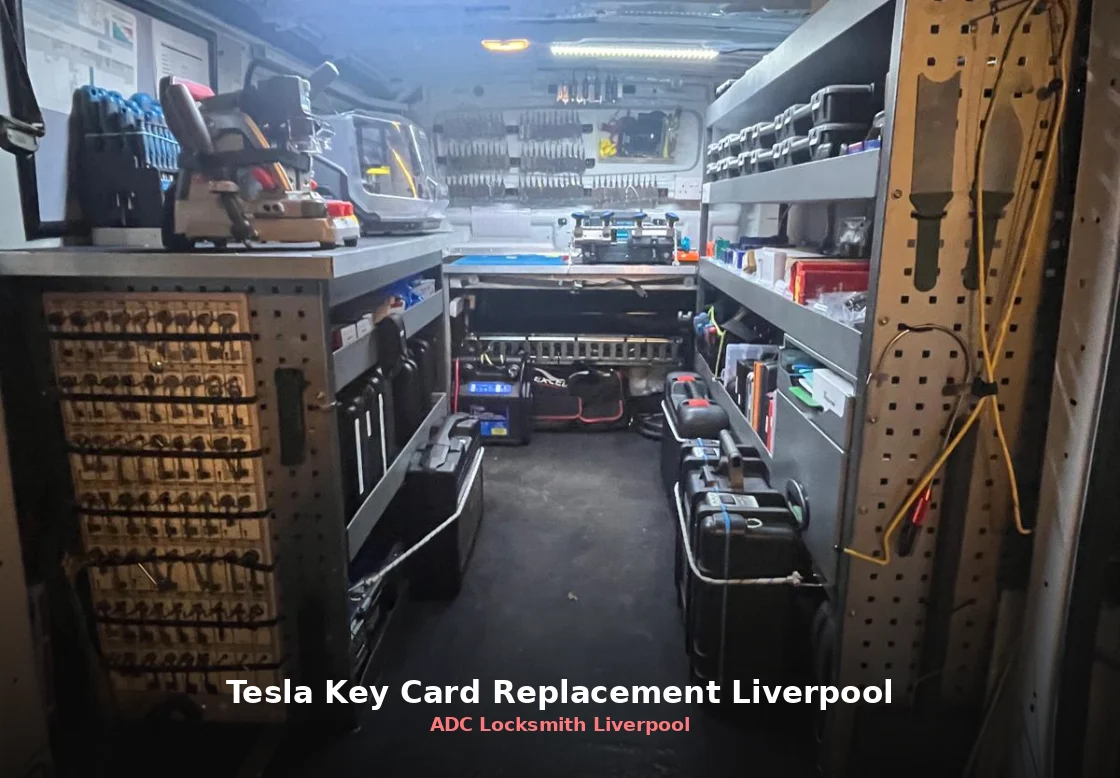 ADC Locksmith Liverpool mobile van with the workshop open