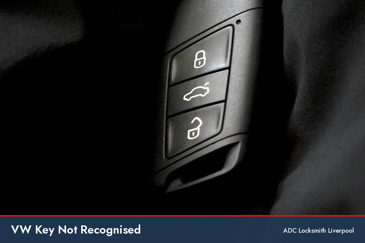 VW key not recognised, keyless car key with lock, boot and unlock buttons
